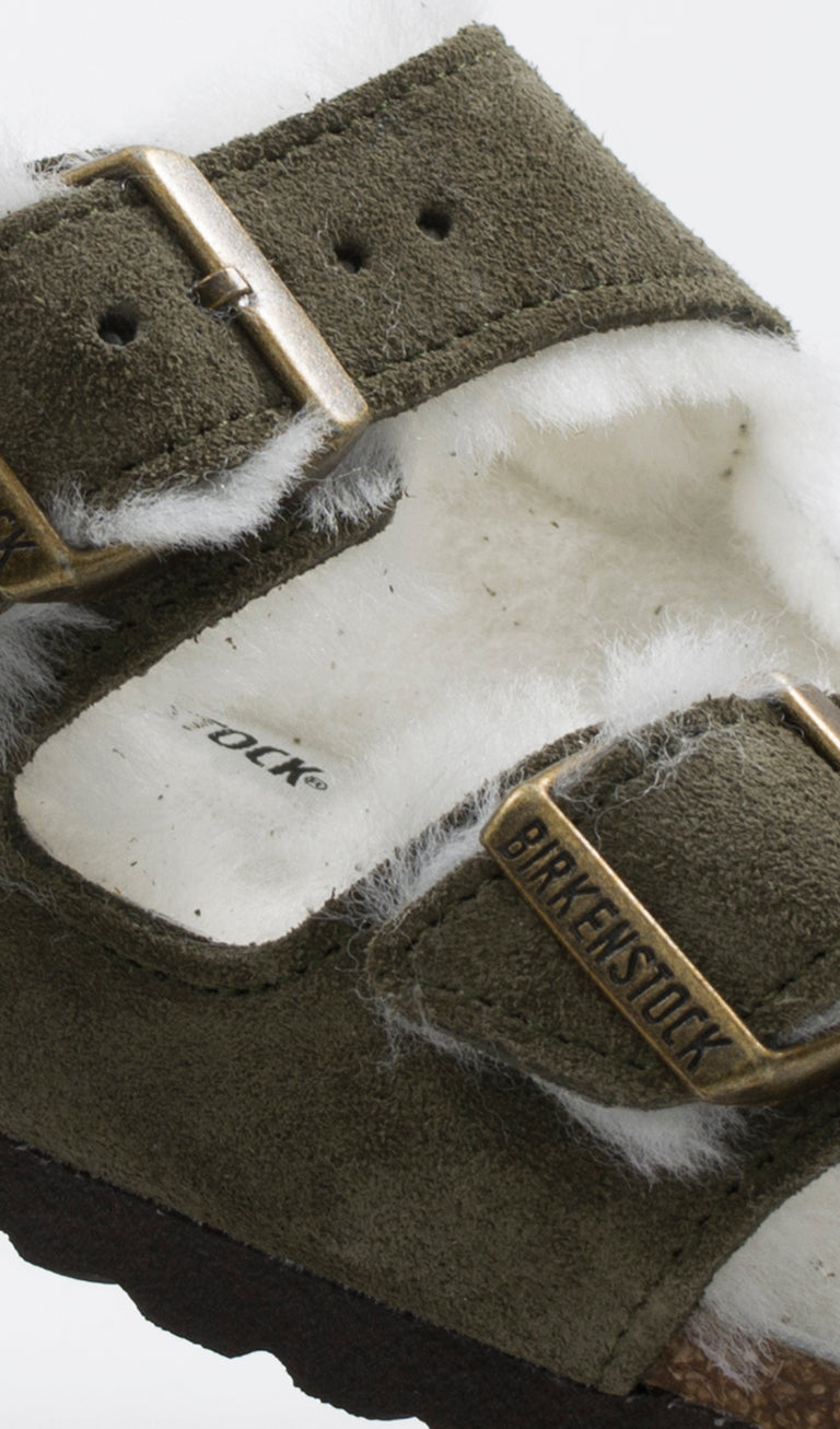 BIRKENSTOCK ARIZONA FUR Ciabatta donna verde in sude