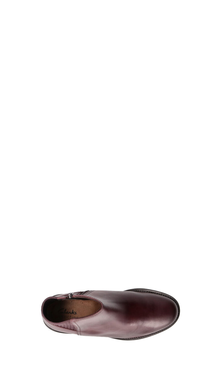 CLARKS ESSENTIALS Tronchetto donna bordeaux in pelle