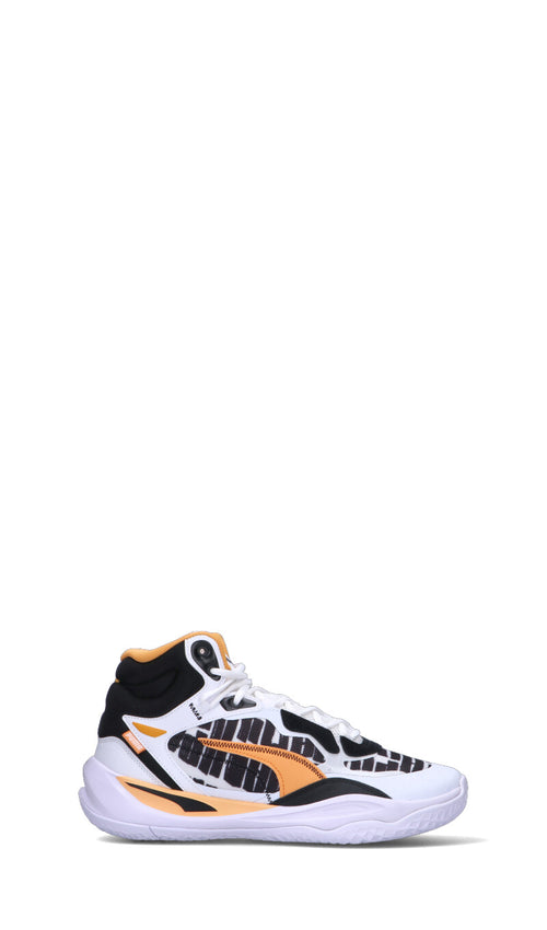 PUMA PLAYMAKER PRO MID BLOCK PARTY Scarpa basket uomo bianca/arancio