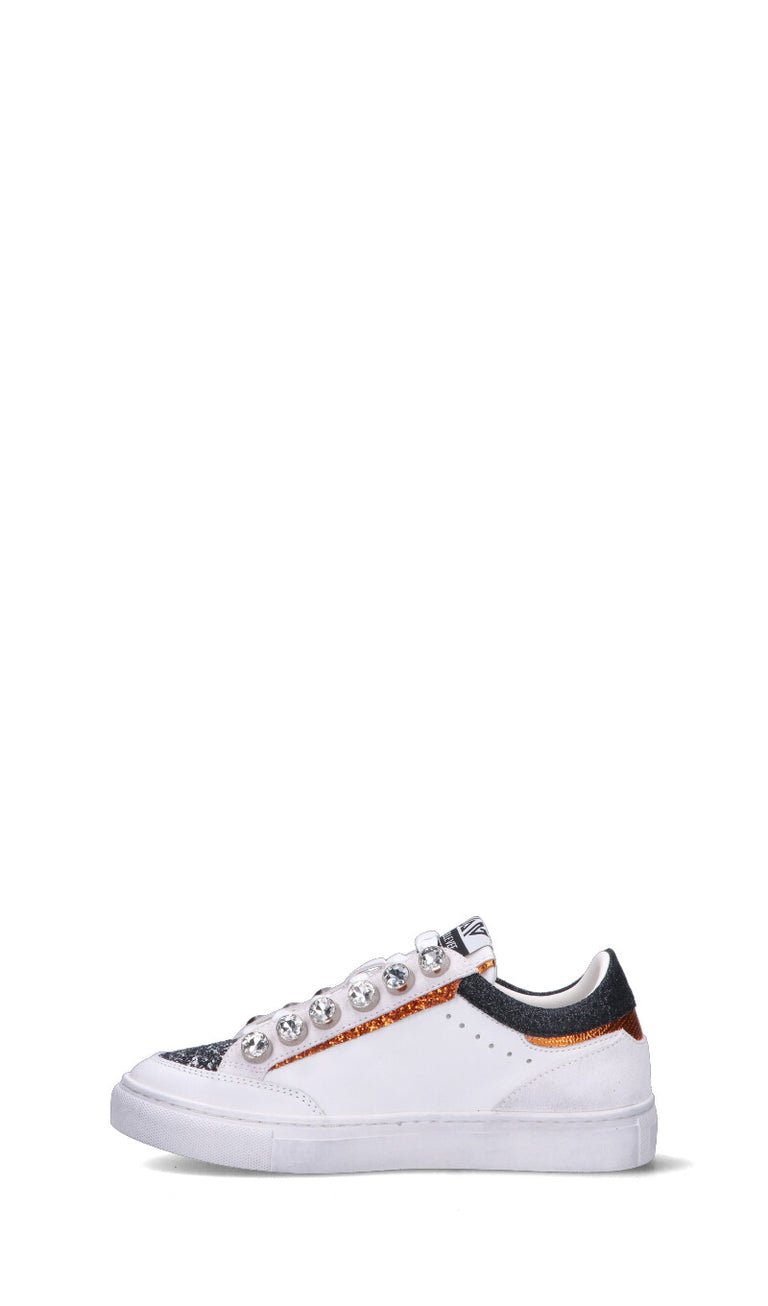 EMANUELLE VEE Sneaker donna bianca/nera/arancione in pelle