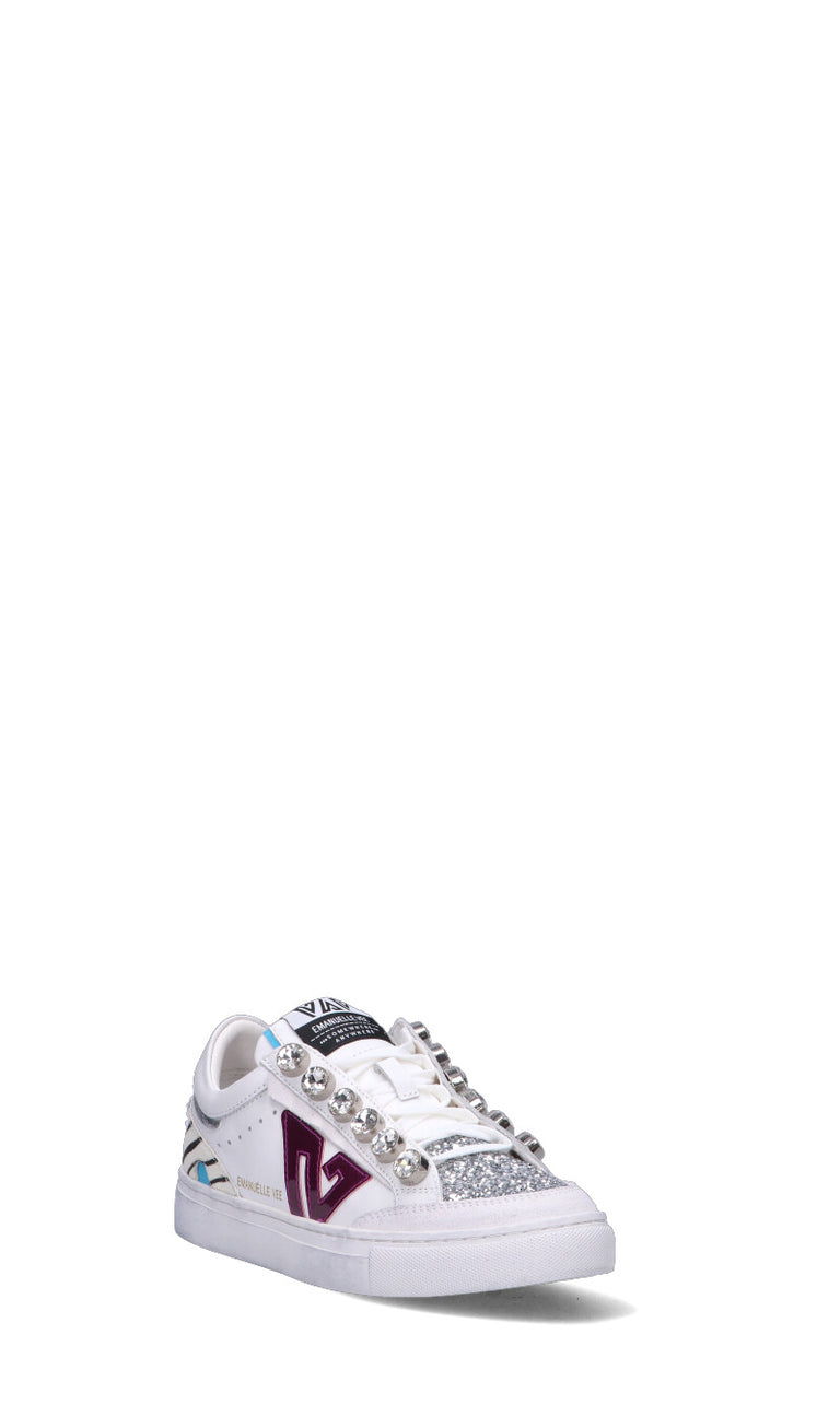 EMANUELLE VEE Sneaker donna bianca/viola/argento in pelle