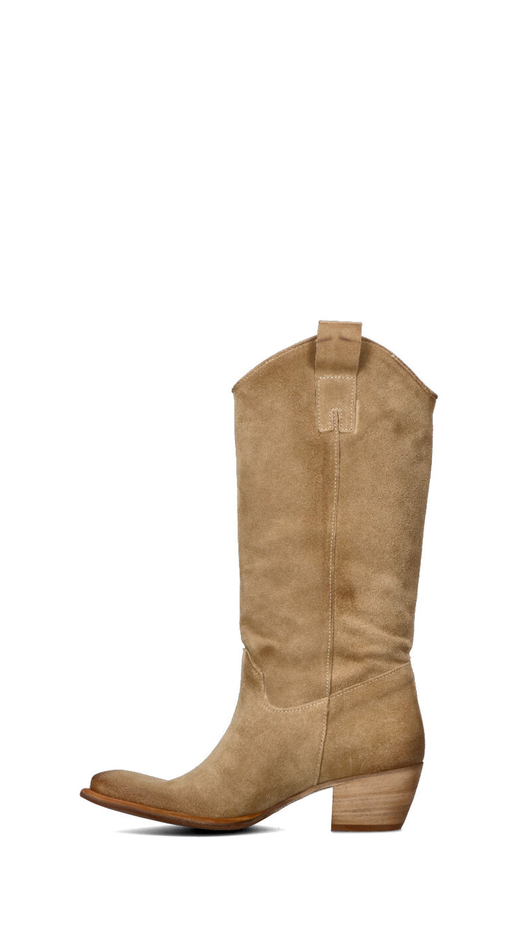 RABARBARO Stivale texano donna beige in suede