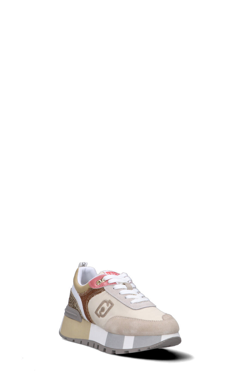 LIU JO Sneaker donna beige/bianca/oro/salmone in suede