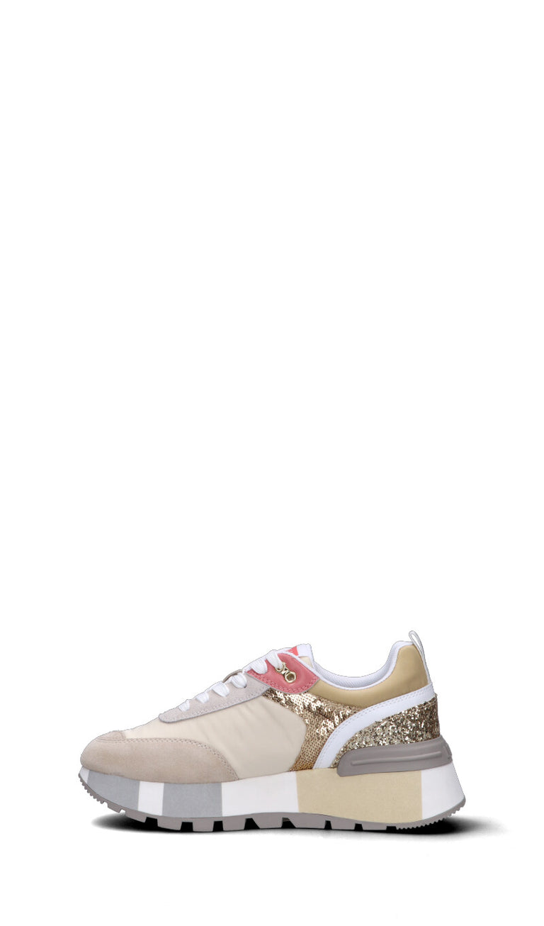 LIU JO Sneaker donna beige/bianca/oro/salmone in suede