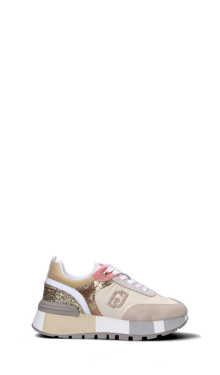 LIU JO Sneaker donna beige/bianca/oro/salmone in suede