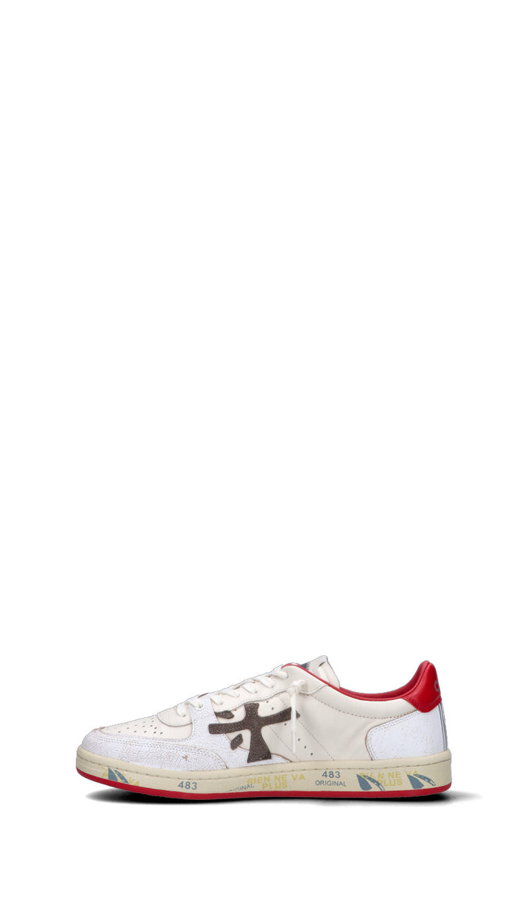 PREMIATA Sneaker uomo bianca/rossa/marrone in pelle