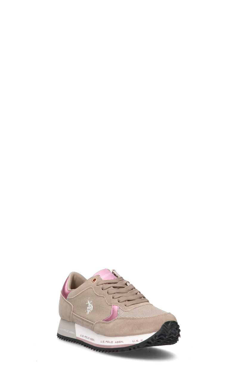 U.S. POLO ASSN. Sneaker donna beige/rosa in suede