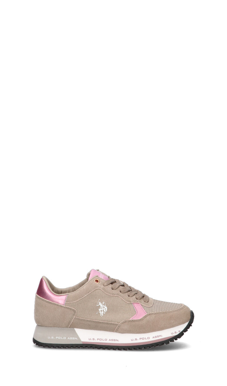 U.S. POLO ASSN. Sneaker donna beige/rosa in suede