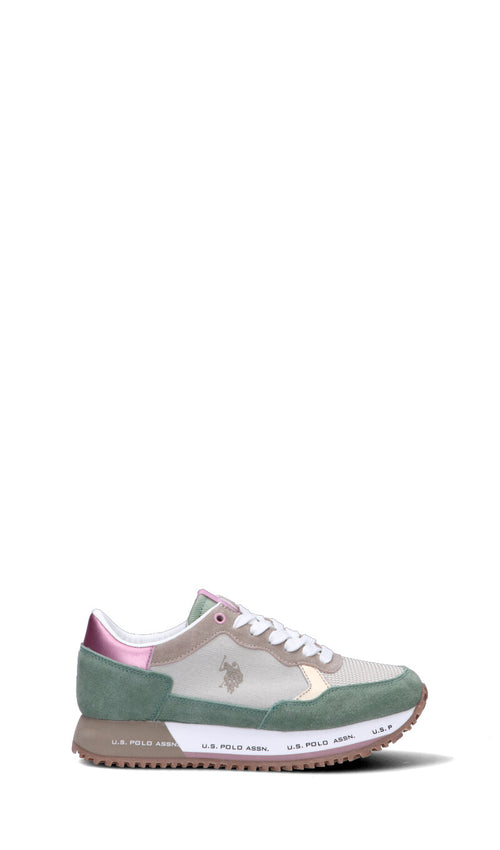 U.S. POLO ASSN. Sneaker donna beige/rosa/verde in suede