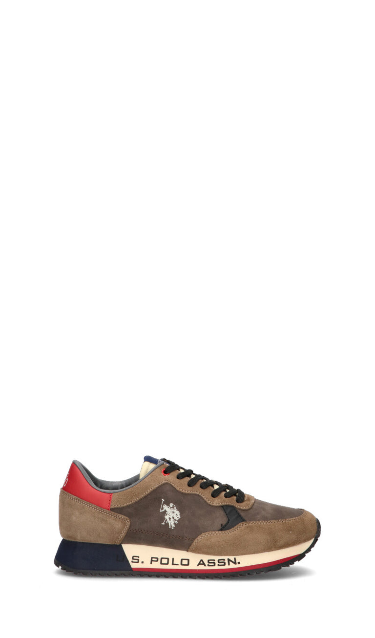 U.S. POLO ASSN. Sneaker uomo taupe/rossa in suede