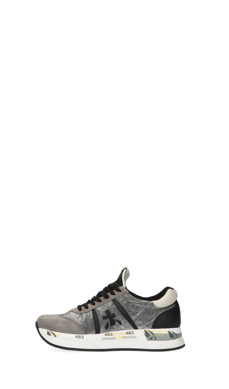 PREMIATA CONNY Sneakers trendy  donna argento in suede/tessuto