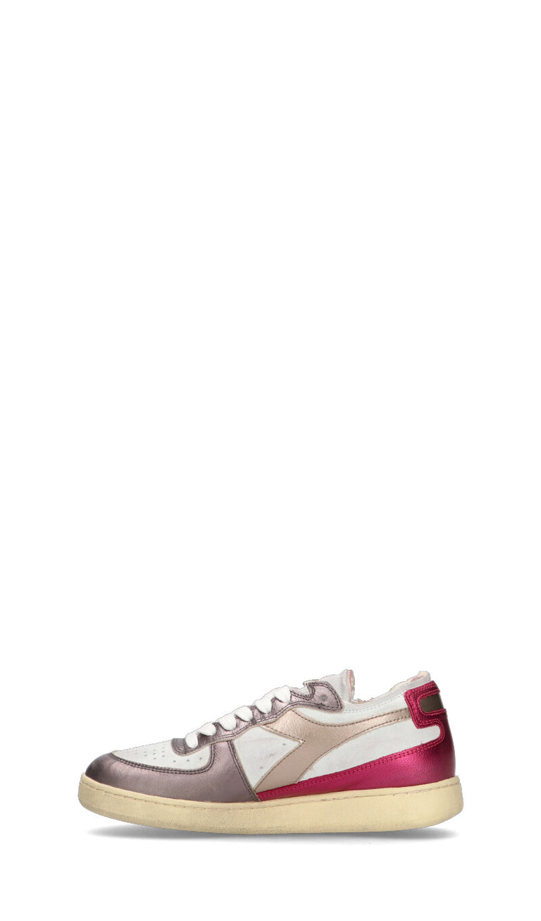 DIADORA HERITAGE - MI BASKET ROW CUT METAL PIGSKIN USED WN Sneaker donna bianca/rosa in pelle