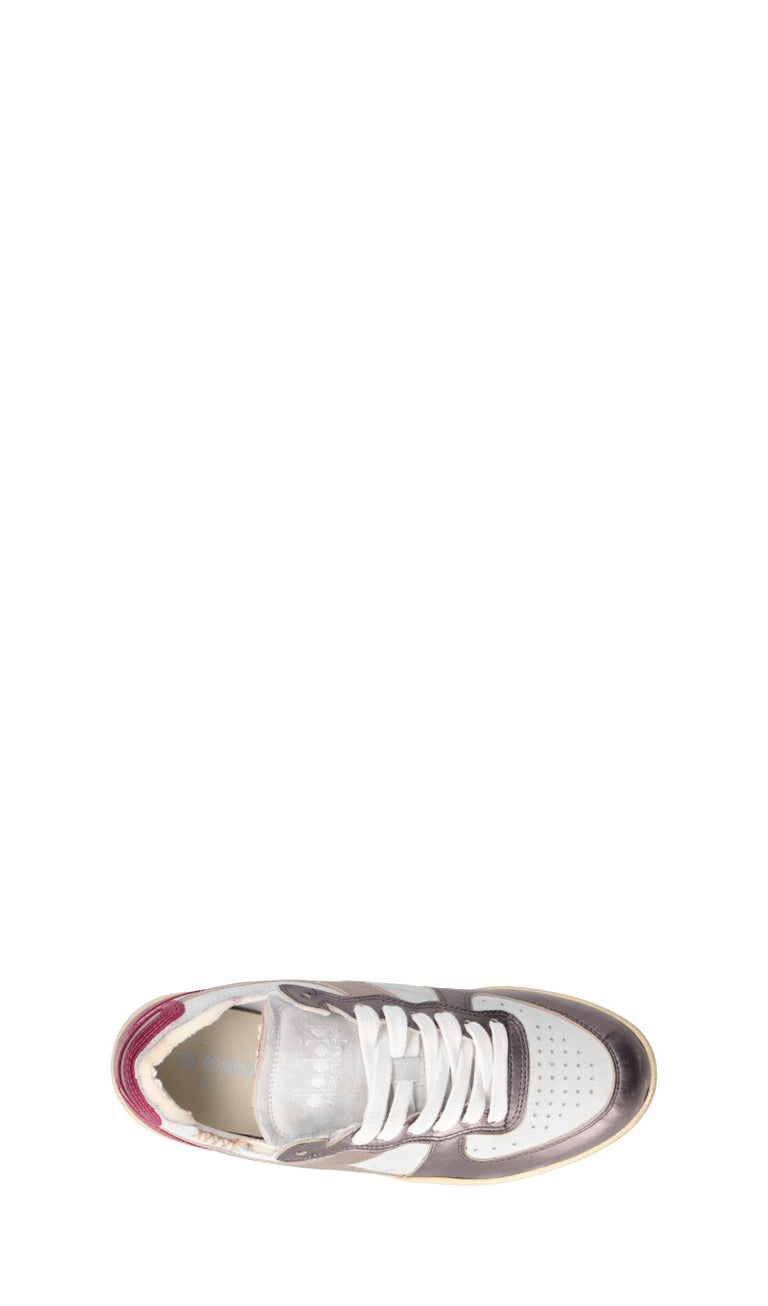 DIADORA HERITAGE - MI BASKET ROW CUT METAL PIGSKIN USED WN Sneaker donna bianca/rosa in pelle