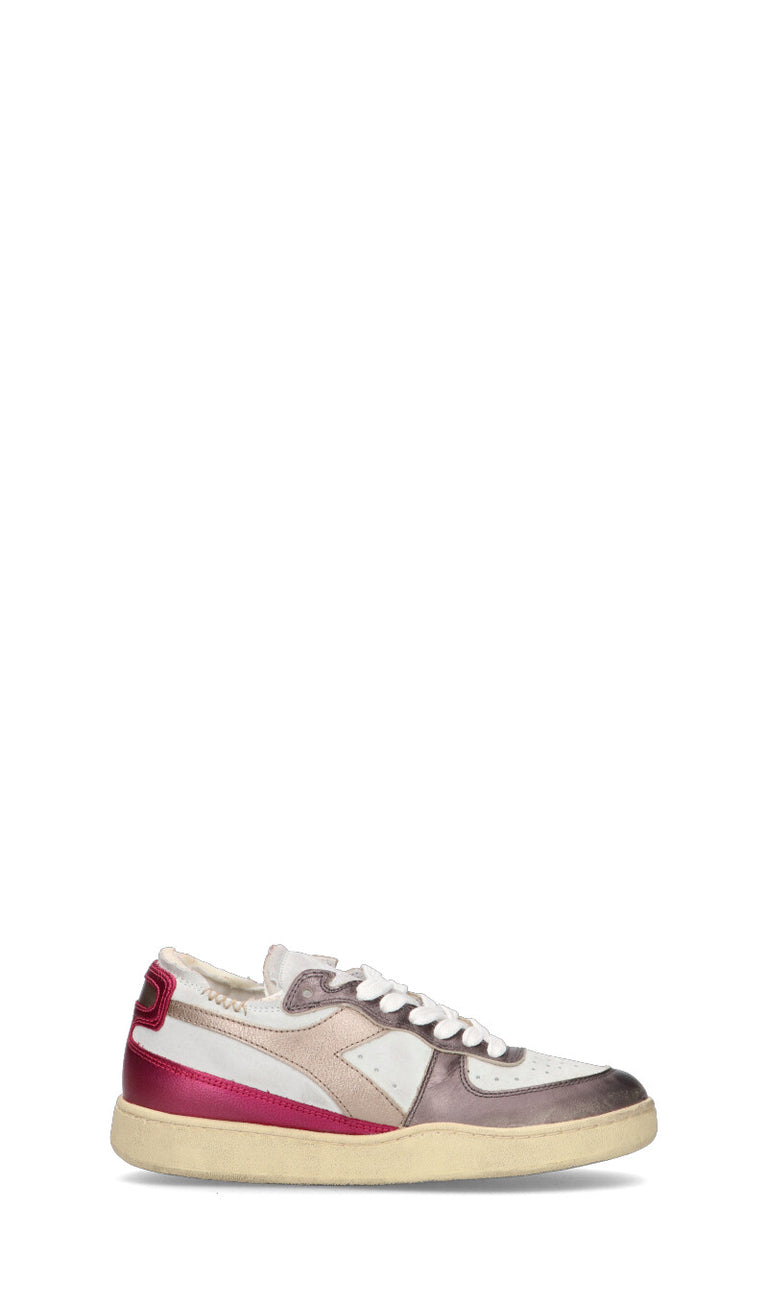 DIADORA HERITAGE - MI BASKET ROW CUT METAL PIGSKIN USED WN Sneaker donna bianca/rosa in pelle