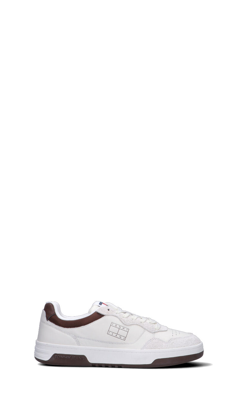 TOMMY HILFIGER JEANS Sneaker uomo bianca/marrone in pelle