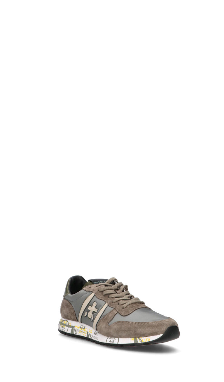 PREMIATA Sneaker uomo grigia/verde militare in pelle