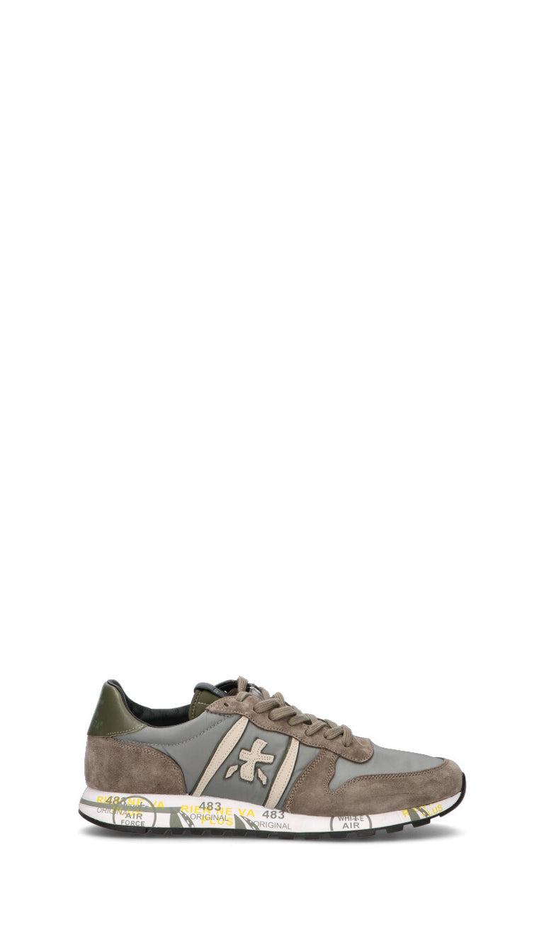 PREMIATA Sneaker uomo grigia/verde militare in pelle