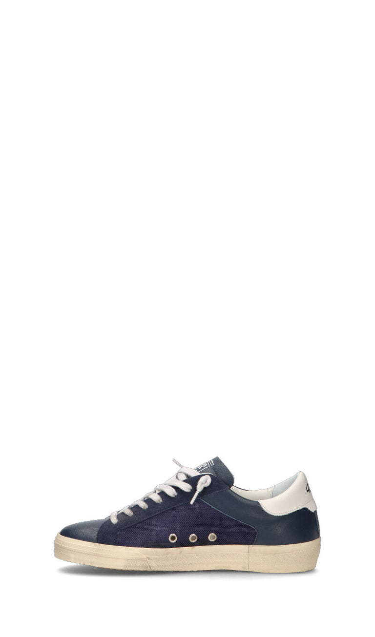 QUATTROBARRADODICI Sneaker uomo blu/bianca in pelle