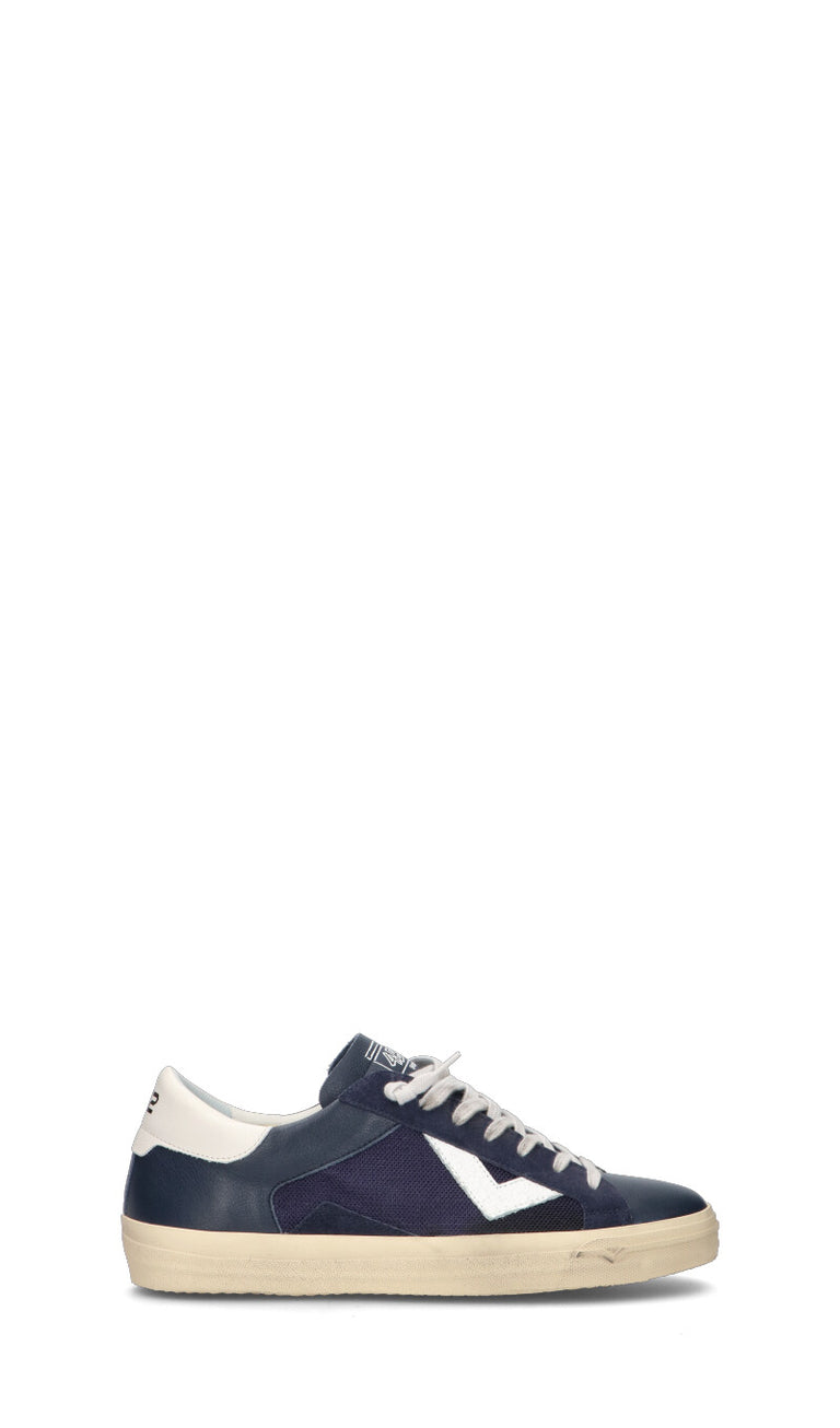 QUATTROBARRADODICI Sneaker uomo blu/bianca in pelle