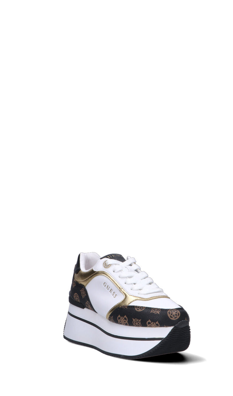 GUESS Sneaker donna bianca, oro e marrone