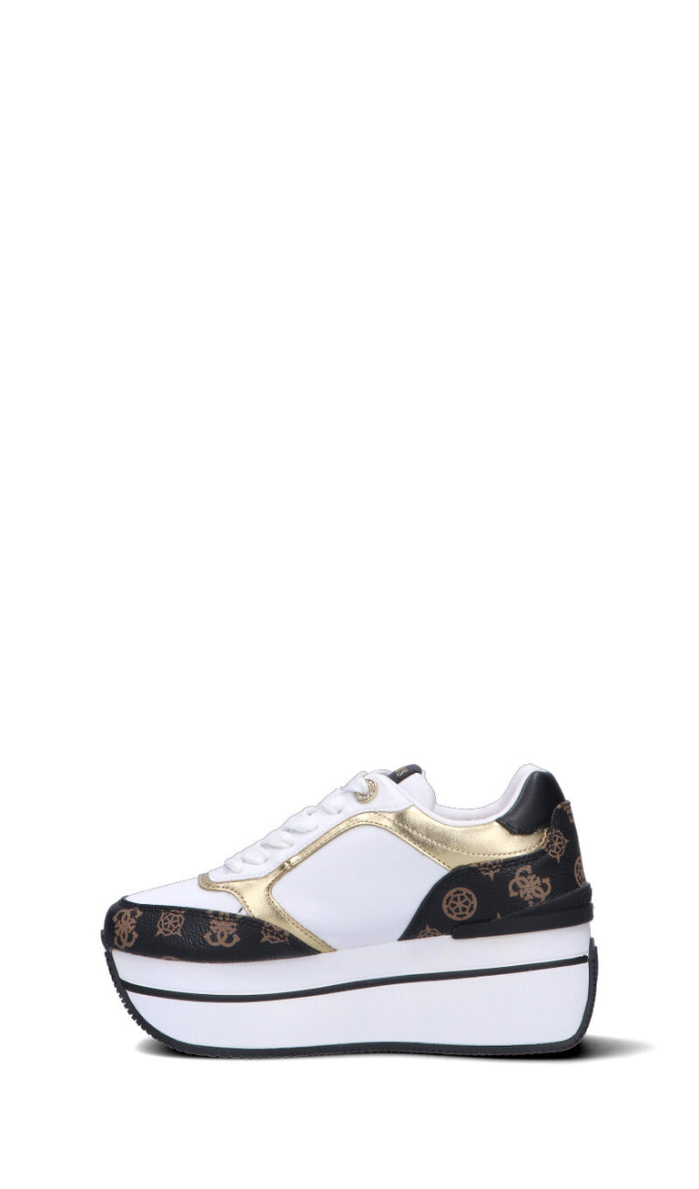 GUESS Sneaker donna bianca, oro e marrone