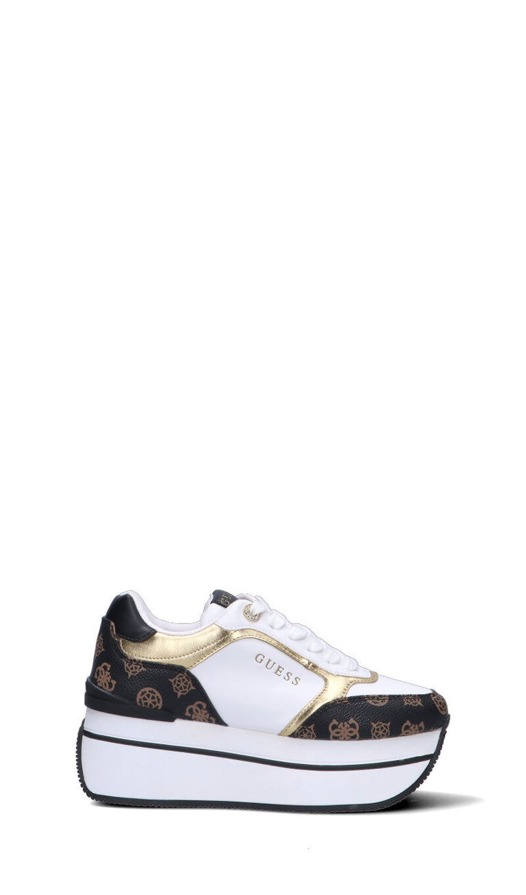 GUESS Sneaker donna bianca, oro e marrone