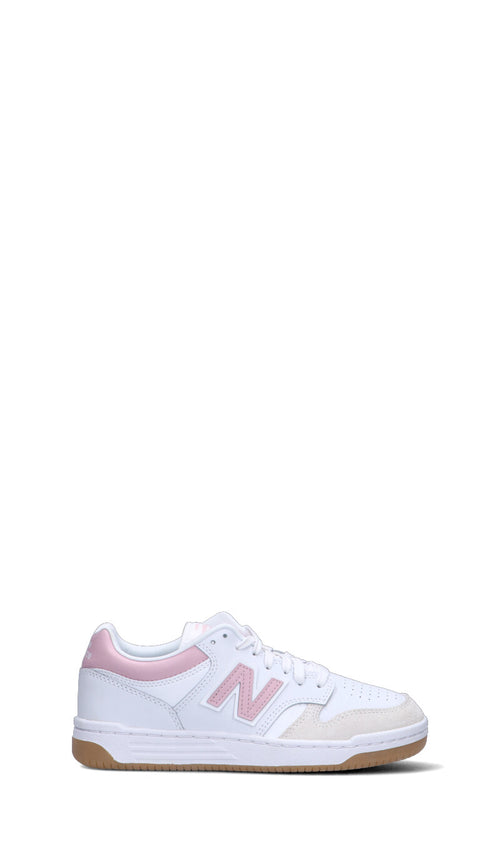 NEW BALANCE - 480 Sneaker ragazza bianca/rosa in pelle