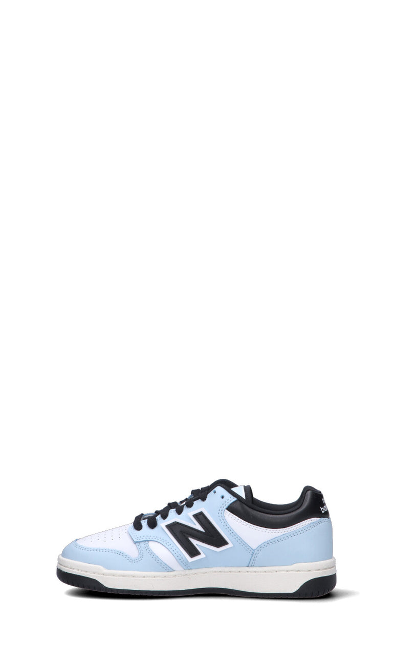 NEW BALANCE 480 Sneaker ragazzo azzurra, nera e bianca in pelle