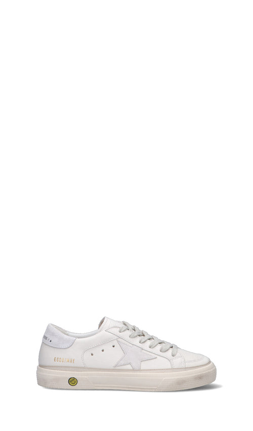 GOLDEN GOOSE - MAY WITH DOUBLE QUARTER AND TOE Sneaker ragazzo bianca in pelle