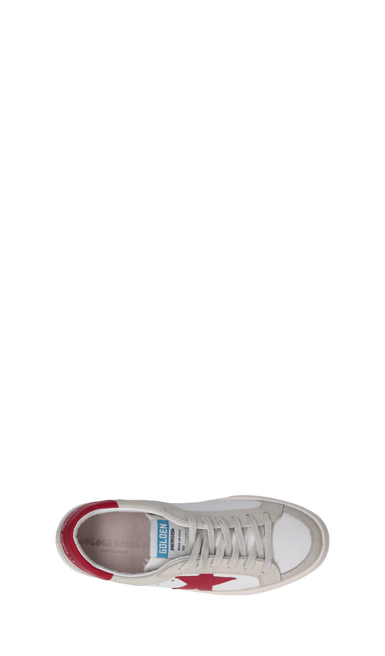 GOLDEN GOOSE - MAY WITH DOUBLE QUARTER AND TOE Sneaker ragazzo bianca/rossa in pelle