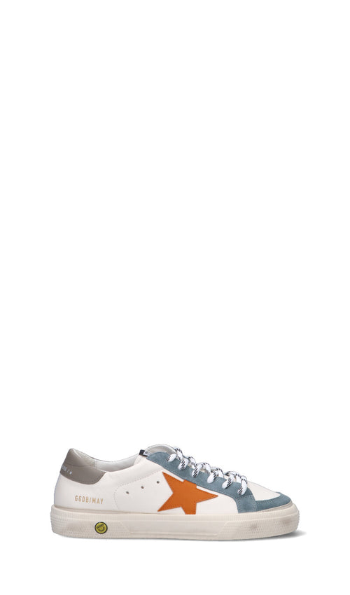 GOLDEN GOOSE - MAY WITH DOUBLE TOE Sneaker ragazzo bianca/azzurra in pelle