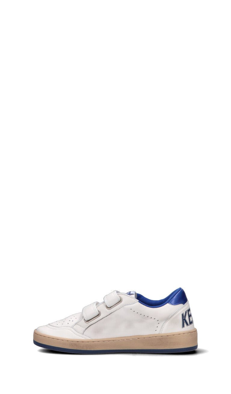 GOLDEN GOOSE - BALL STAR STRAP Sneaker ragazzo bianca/blu in pelle