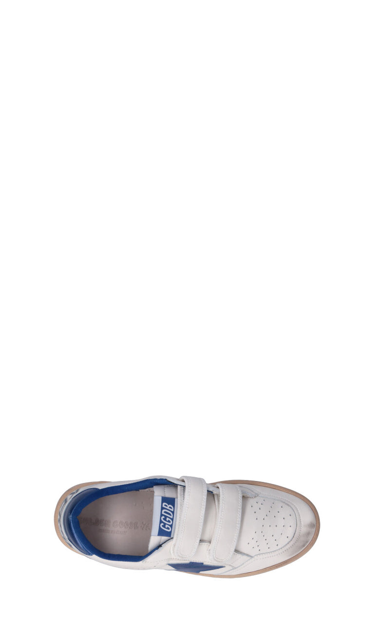 GOLDEN GOOSE - BALL STAR STRAP Sneaker ragazzo bianca/blu in pelle