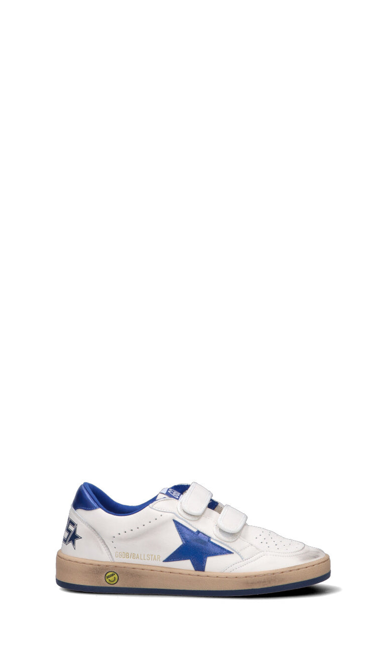 GOLDEN GOOSE - BALL STAR STRAP Sneaker ragazzo bianca/blu in pelle