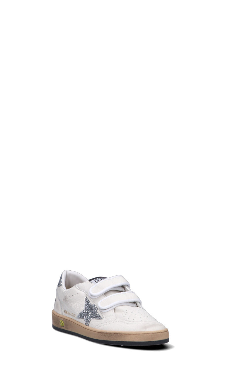 GOLDEN GOOSE - BALL STAR STRAP Sneaker ragazza bianca/argento in pelle