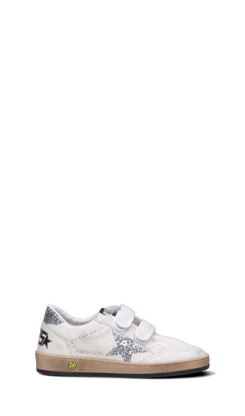 GOLDEN GOOSE - BALL STAR STRAP Sneaker ragazza bianca/argento in pelle