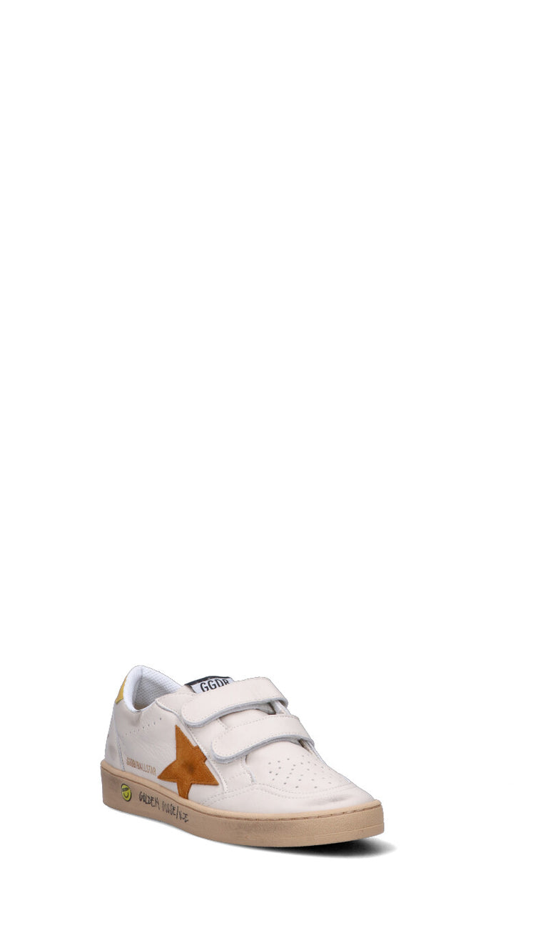 GOLDEN GOOSE - BALL STAR STRAP Sneaker ragazzo bianca/gialla in pelle