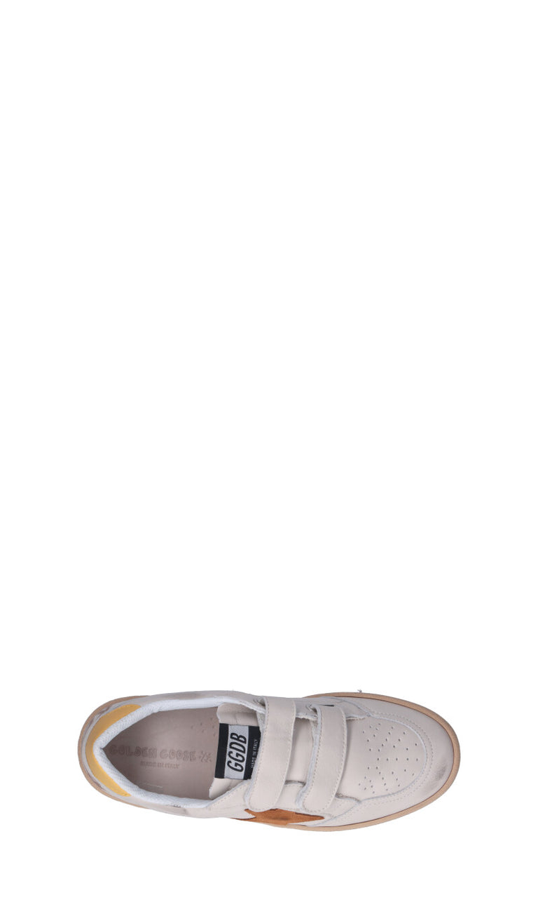 GOLDEN GOOSE - BALL STAR STRAP Sneaker ragazzo bianca/gialla in pelle