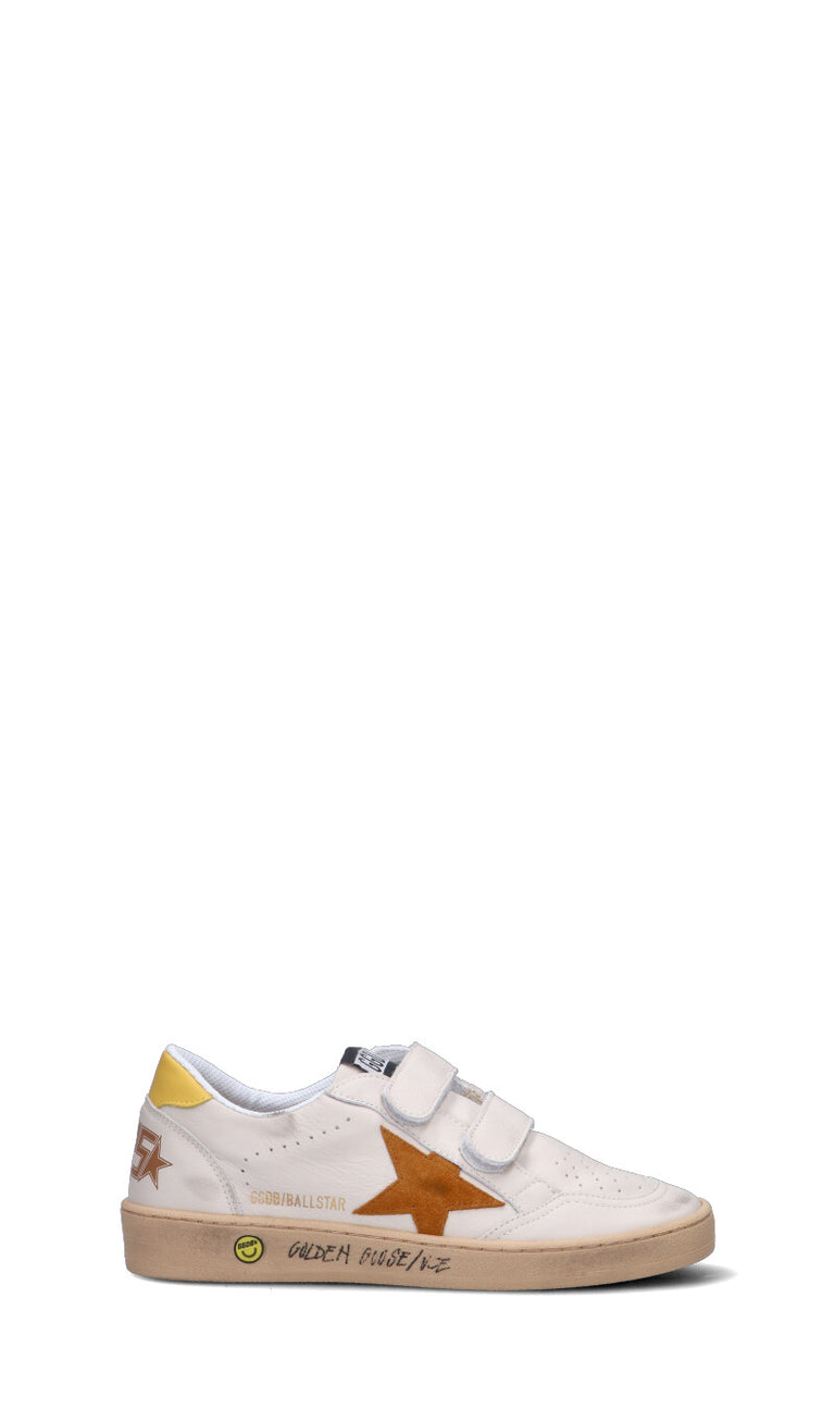 GOLDEN GOOSE - BALL STAR STRAP Sneaker ragazzo bianca/gialla in pelle