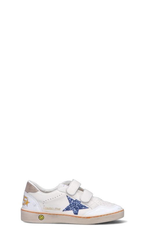 GOLDEN GOOSE - BALL STAR STRAP Sneaker ragazza bianca/azzurra in pelle