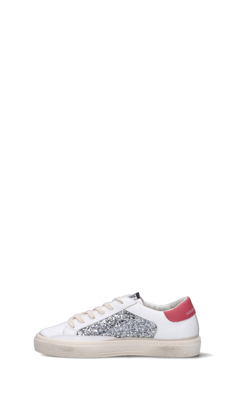 GOLDEN GOOSE - MAY WITH DOUBLE QUARTER Sneaker ragazzo bianca/rossa in pelle