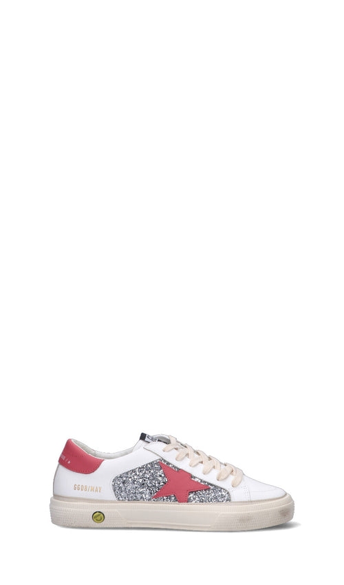 GOLDEN GOOSE - MAY WITH DOUBLE QUARTER Sneaker ragazzo bianca/rossa in pelle