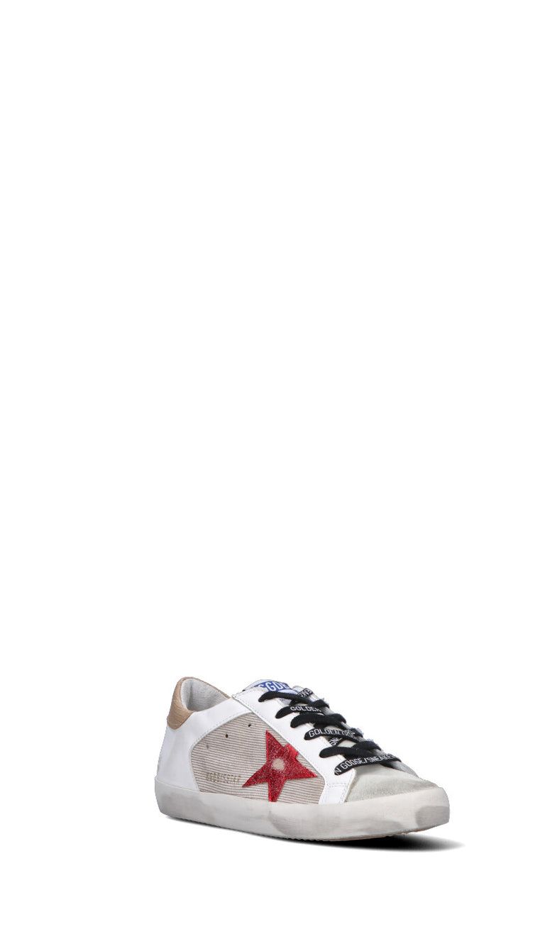 GOLDEN GOOSE SUPER-STAR DOUBLE QUARTER Sneaker donna bianca/beige in pelle