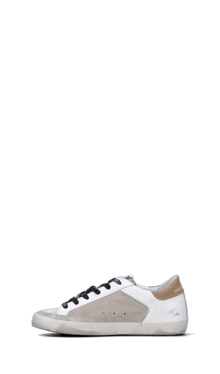 GOLDEN GOOSE SUPER-STAR DOUBLE QUARTER Sneaker donna bianca/beige in pelle