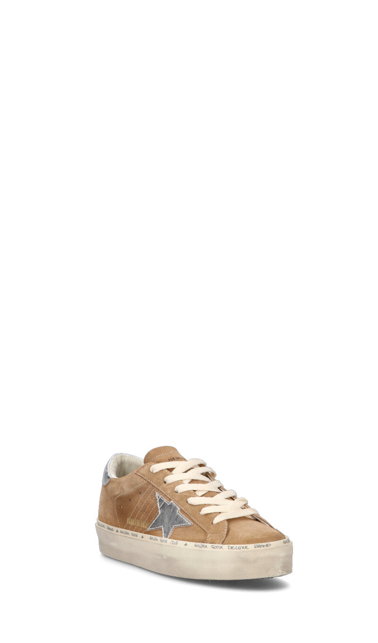 GOLDEN GOOSE HI STAR Sneaker donna chestnut e argento in suede