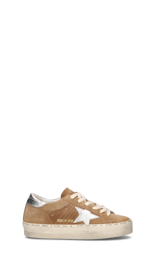 GOLDEN GOOSE HI STAR Sneaker donna chestnut e argento in suede