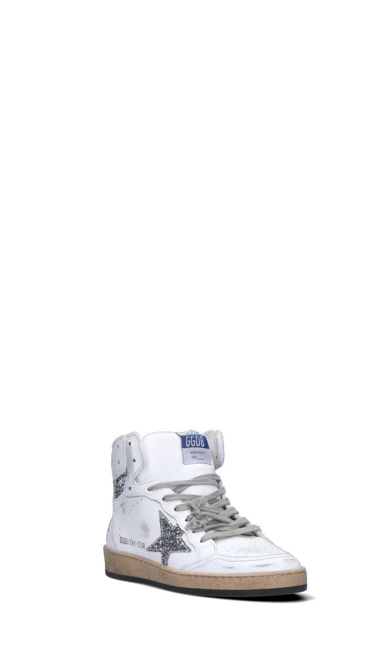 GOLDEN GOOSE SKY STAR Sneaker donna bianca/argento in pelle