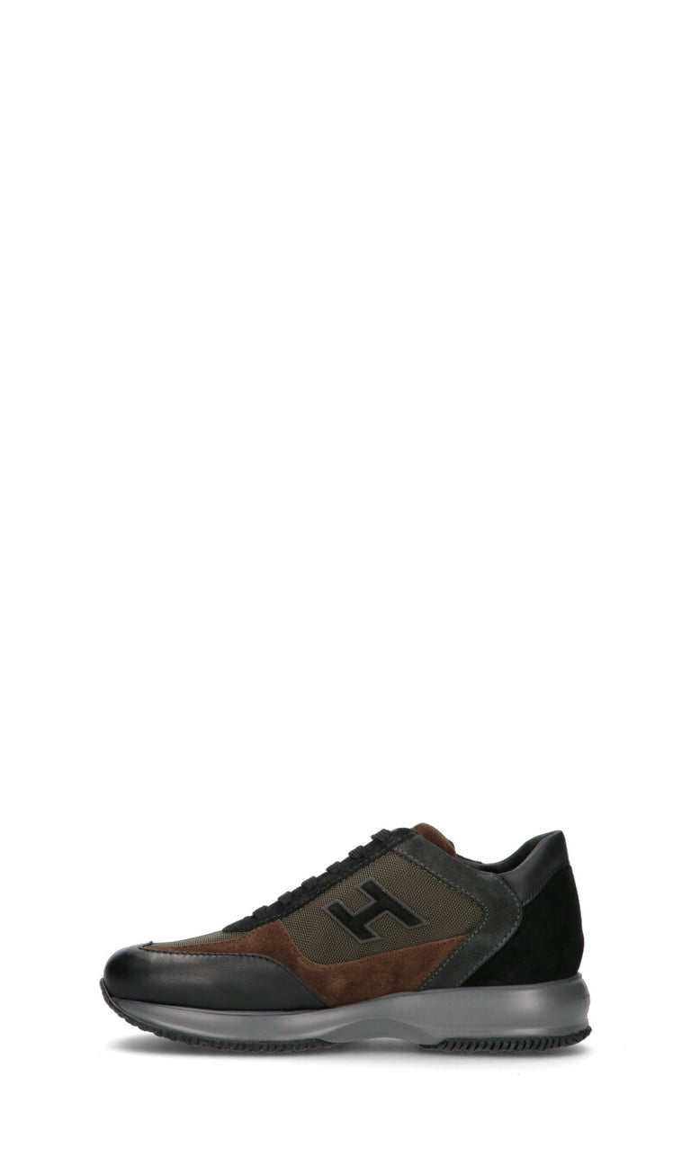 HOGAN Sneaker uomo nera/verde militare in pelle