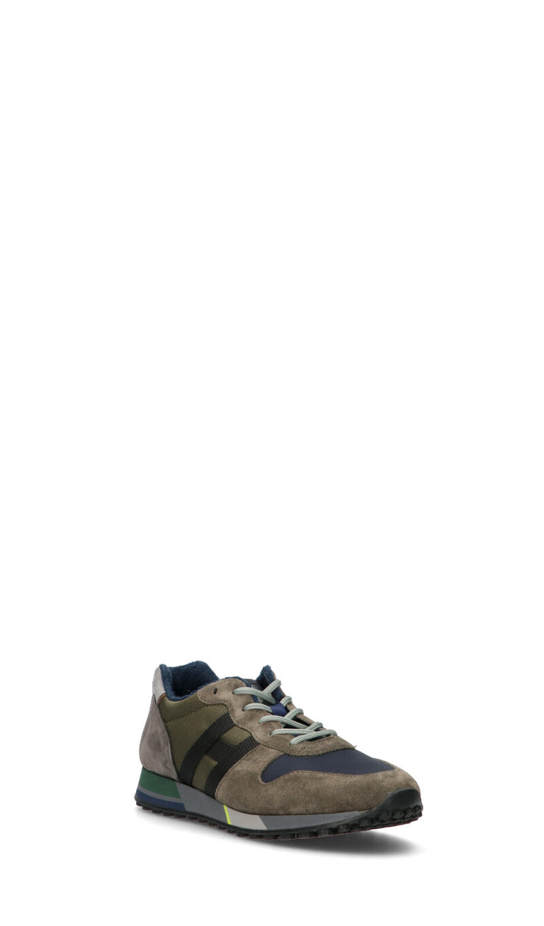 HOGAN Sneaker uomo grigia/verde militare in pelle