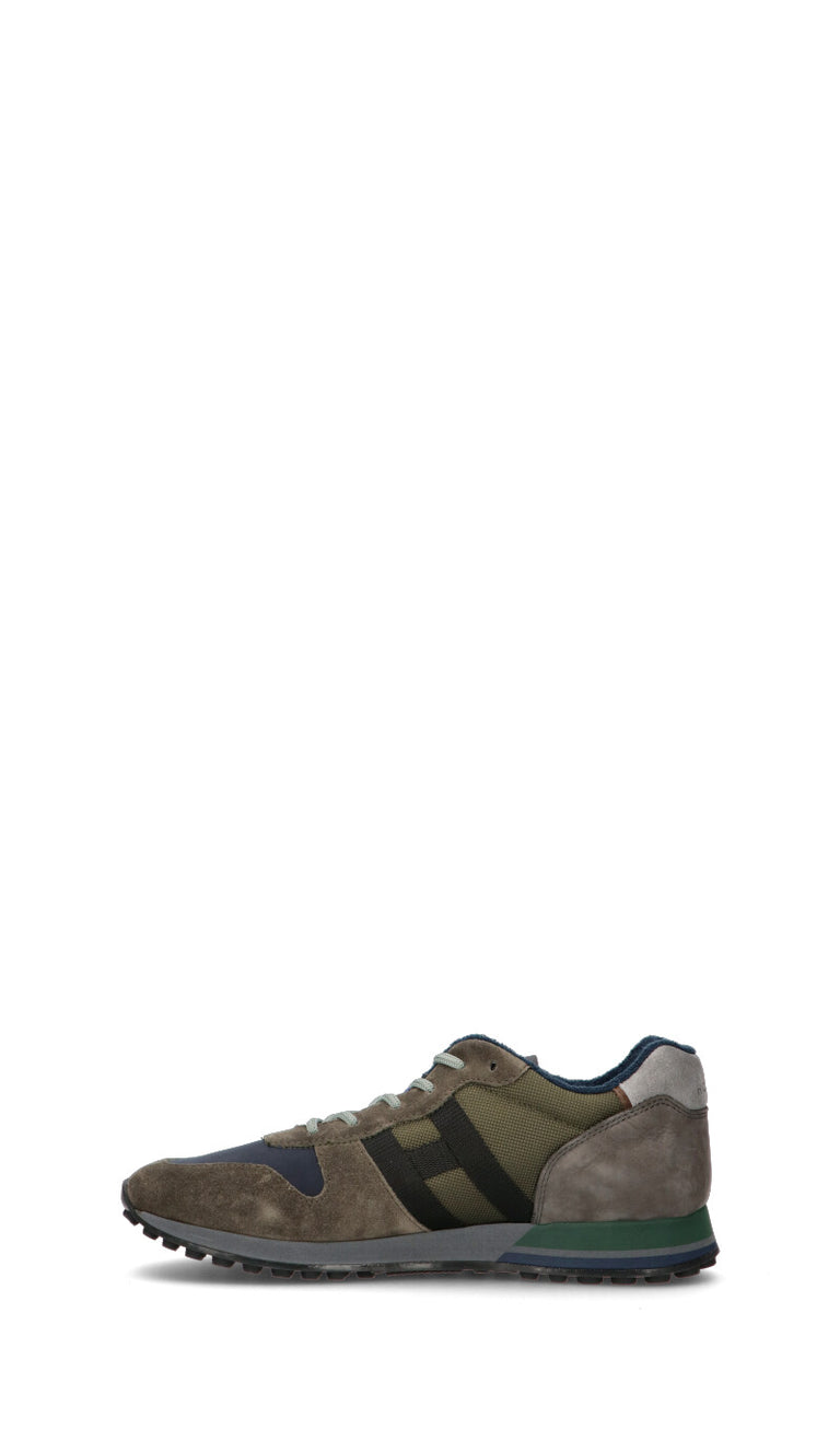 HOGAN Sneaker uomo grigia/verde militare in pelle